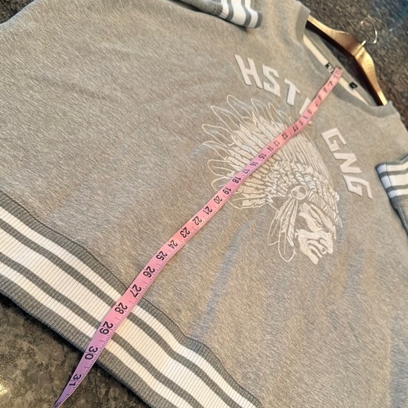 Hustle Gang light Gray Crewneck Sweater with embroidered Graphic Design EUC 3XL - Picture 4 of 12